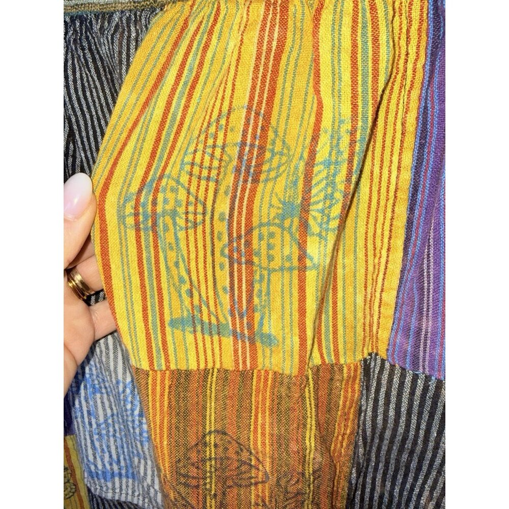 Rising International Patchwork Cotton Pants Medium Boho Hippie Mushroom R - Picture 3 of 10